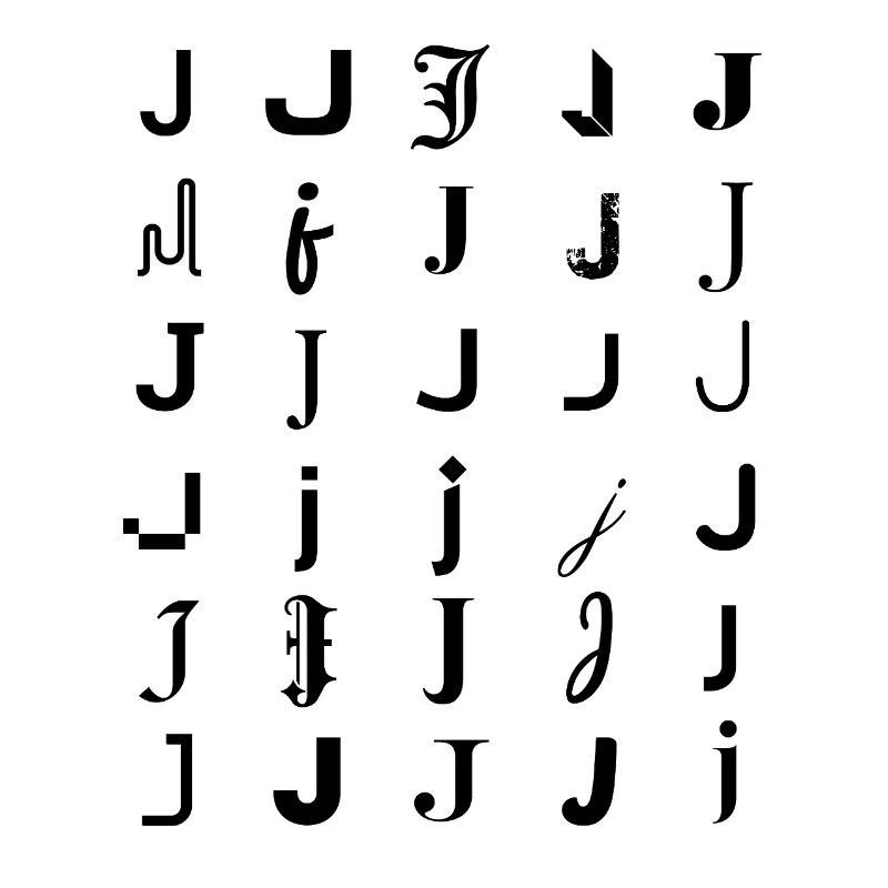 Typography J monogram letter mosaic design