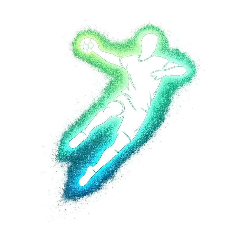 Neon Handball Jump Silhouette