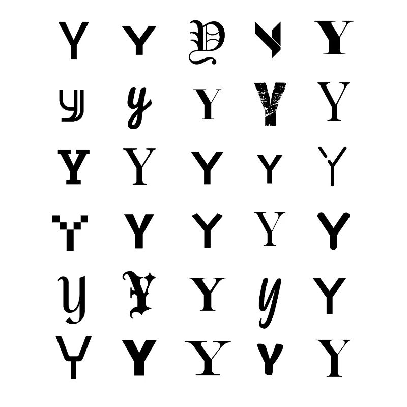 Typography Y monogram letter mosaic design