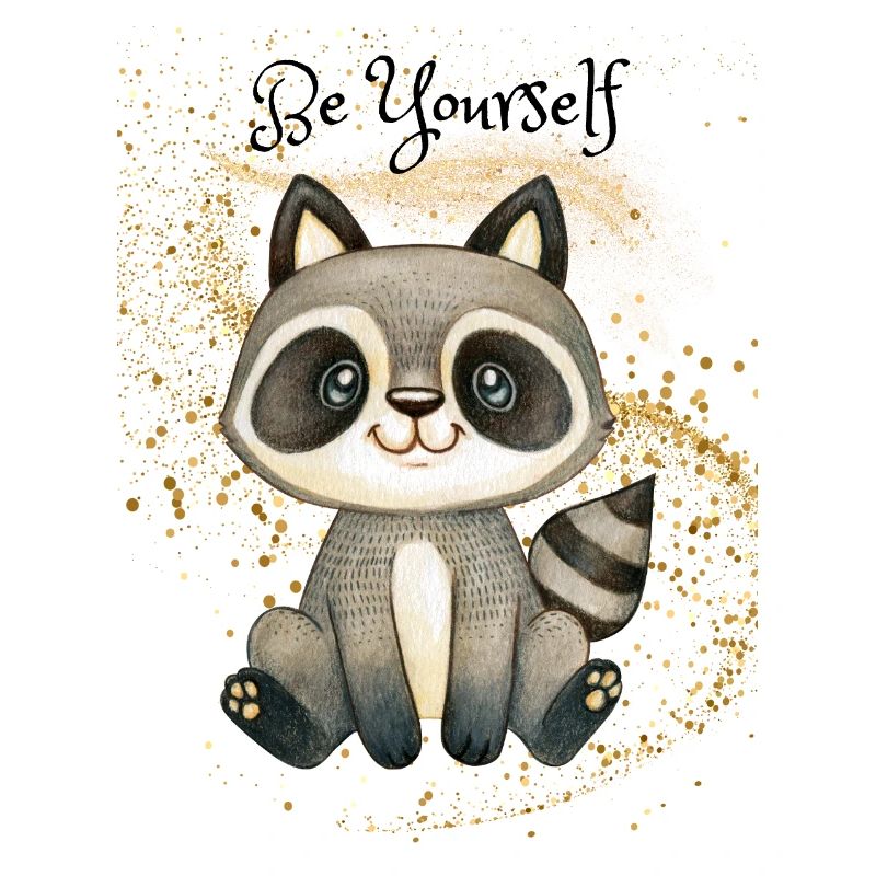 Raton laveur mignon sur paillettes