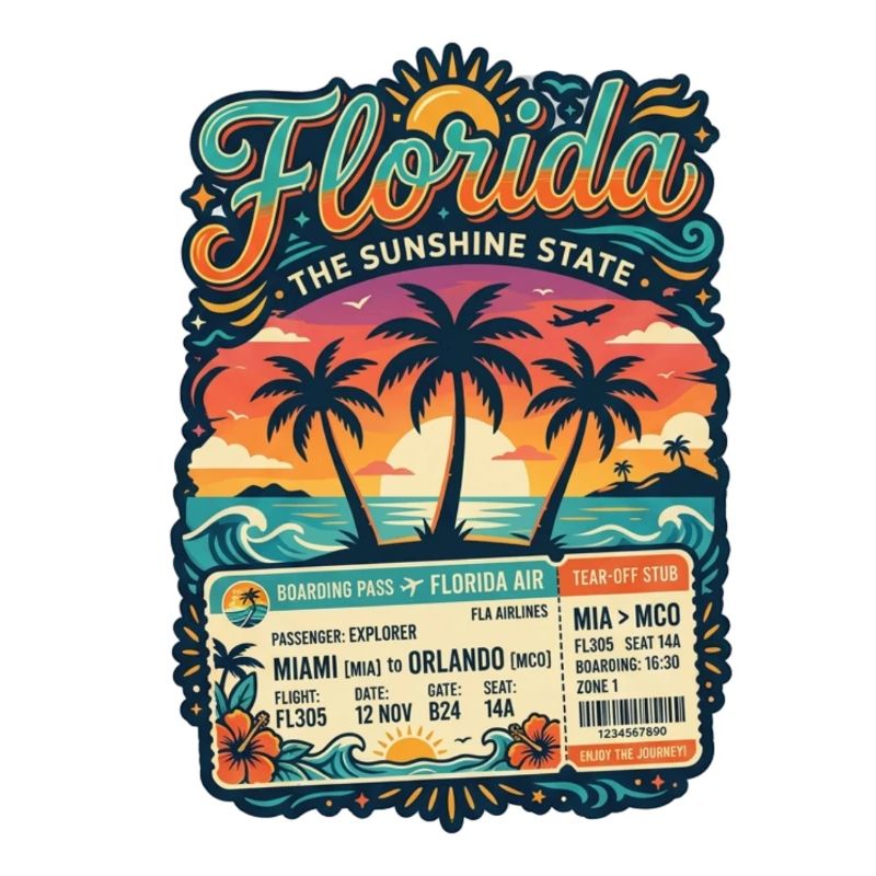 Florida Sunshine State – Boarding Pass Reise-Desig