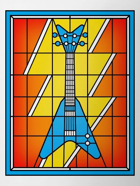 Stained Glass Blue Guitar