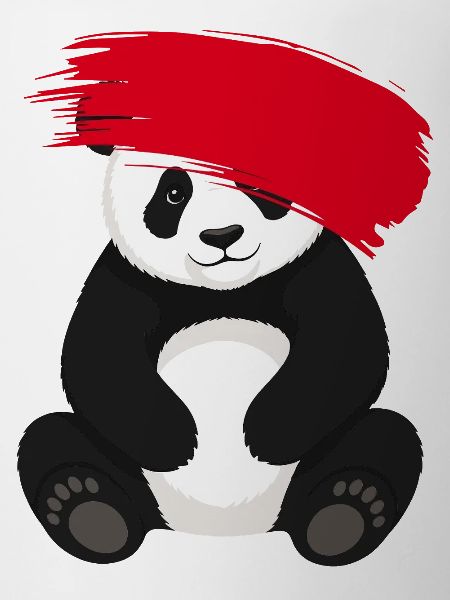 Panda mit roter Farbspur Comic Motiv