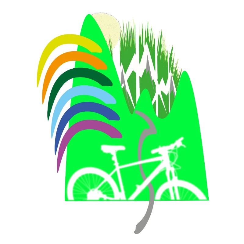 Cycle path mountains rainbow