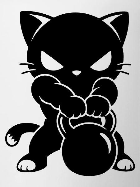 Fitness Cat with Kettlebell Motif
