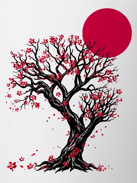 Crimson Blossom Moon Tree