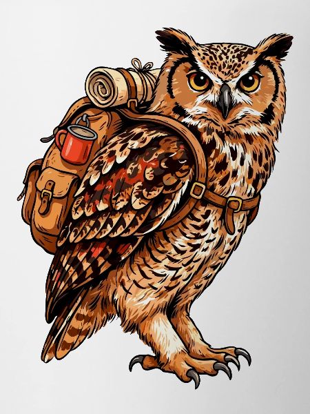 Owl with backpack