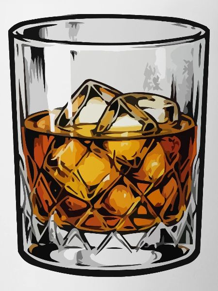 Whiskeyglas mit Eis Retro Illustration
