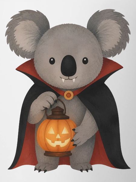 Vampirkoala und Kürbislaterne