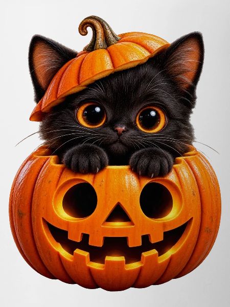 Kätzchen im Jack-o'-Lantern