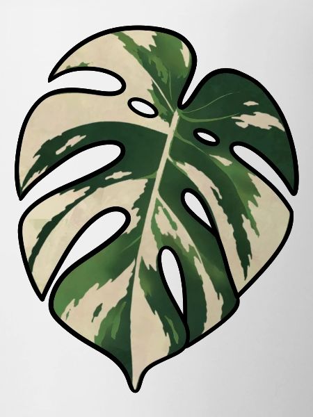 Monstera-Variegated Leaf Silhouette