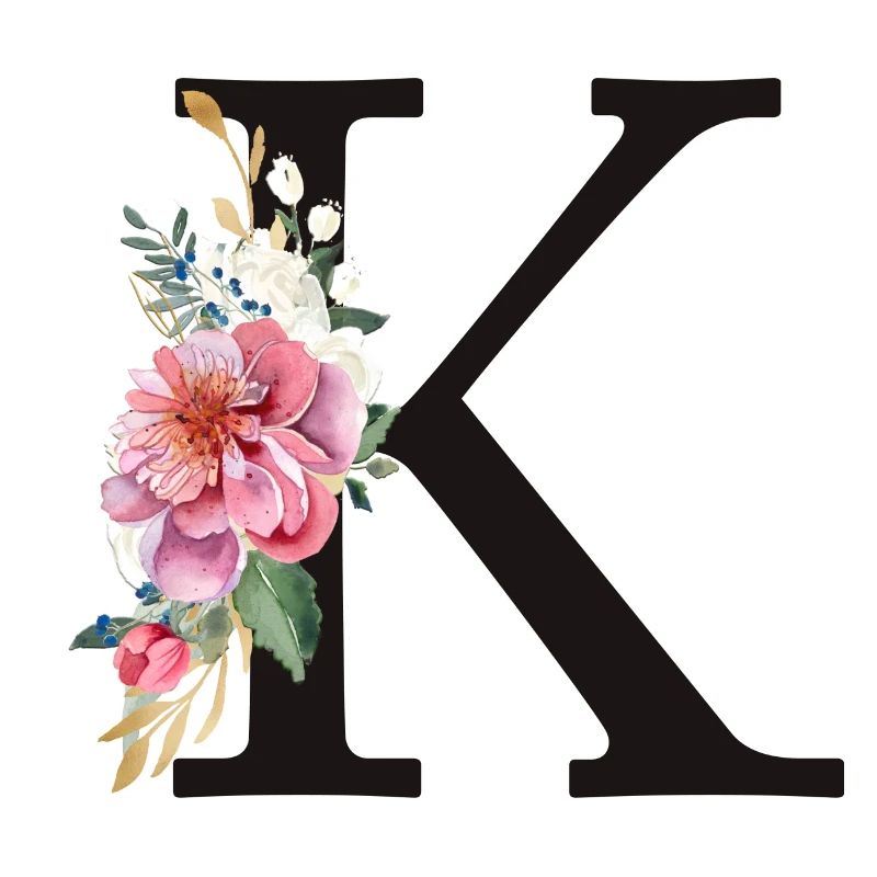Customizable Monogram K Floral Pink White