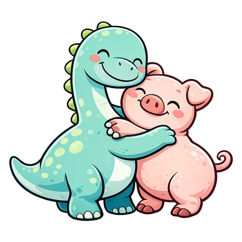 Süßer Brontosaurus & Schwein