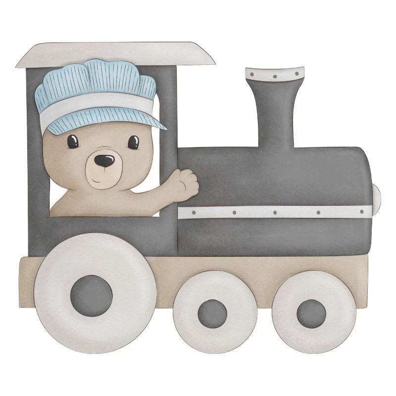 cute bear on the train