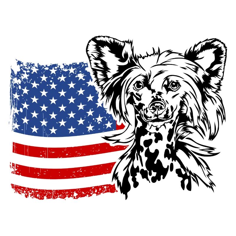 Chien chinois à crête US Amérique drapeau Wilsigns