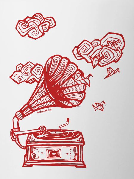 Gramophone in red