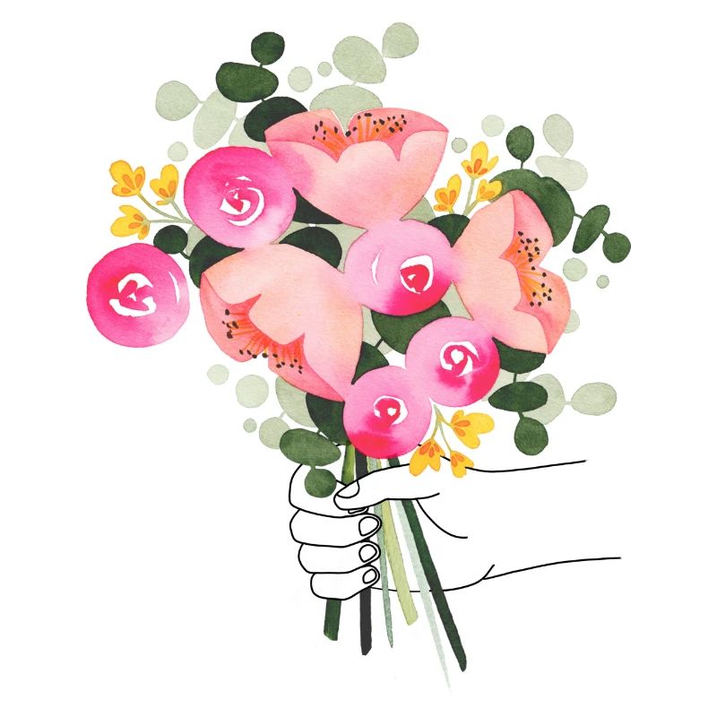 Bouquet dans la main