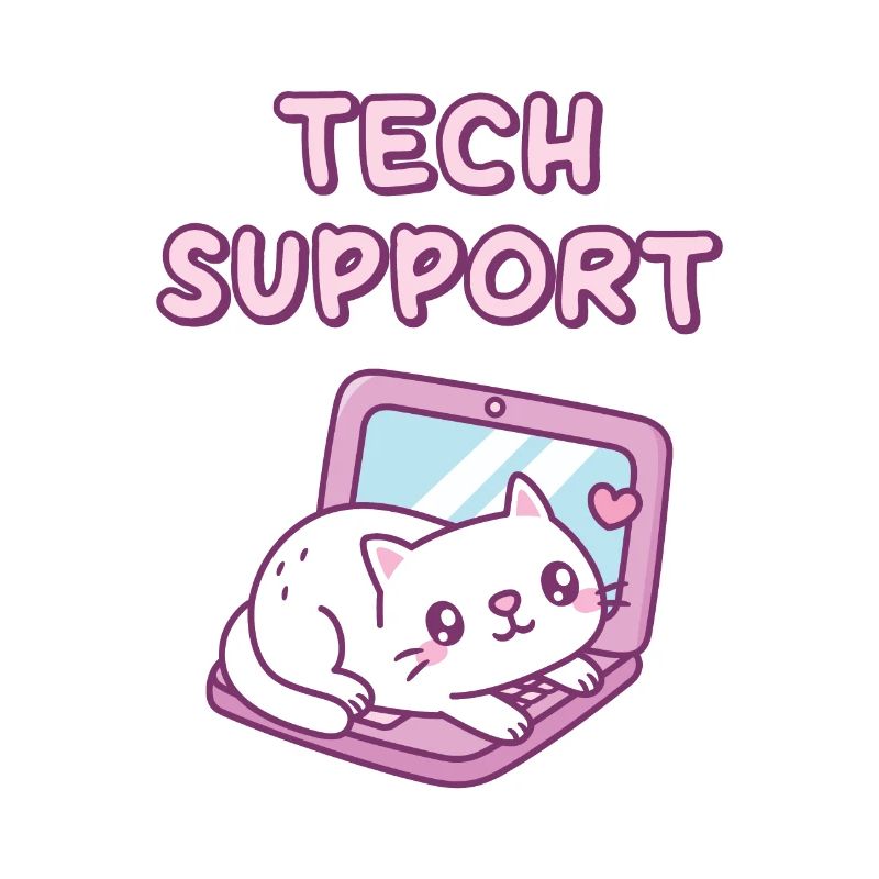 Chat blanc mignon reposant sur le support technique de l’ordinateur portable