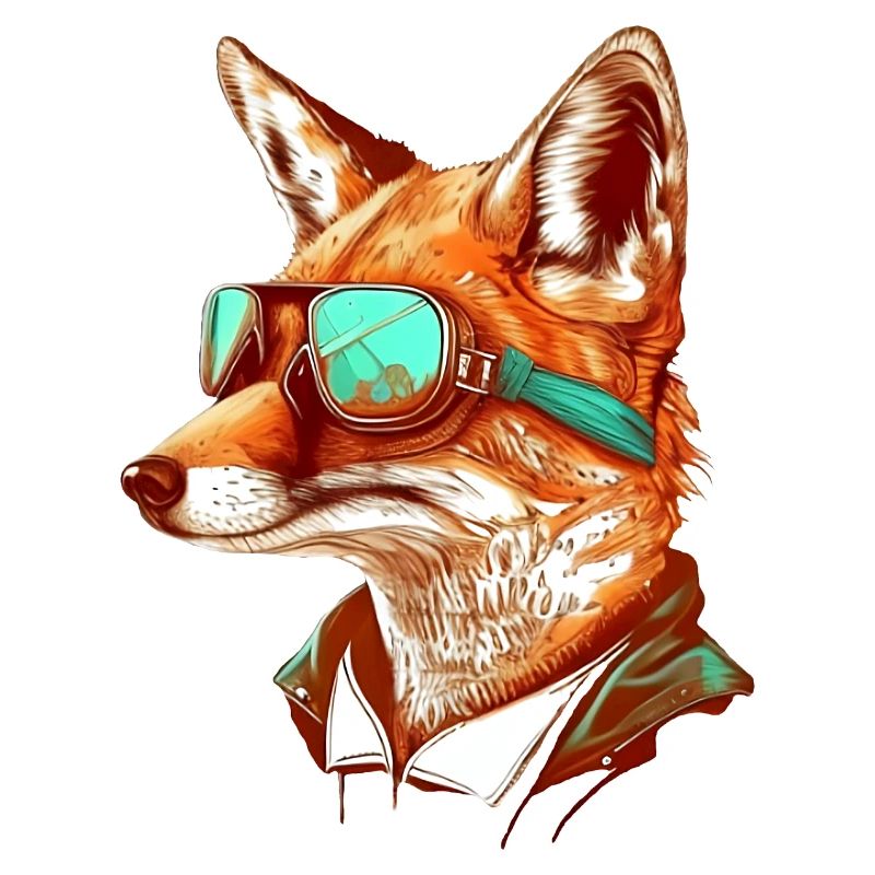 Renard avec lunettes d’aviateur