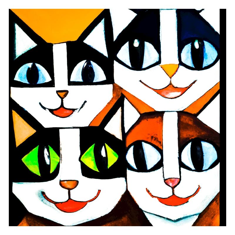 Visage de chat géométrique drôle avec de grands yeux