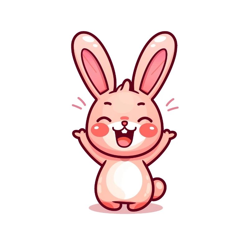 Lapin content, mignon, rose
