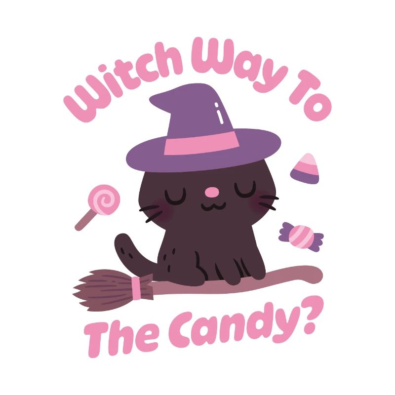 Chat mignon sorcière Chemin vers le bonbon drôle