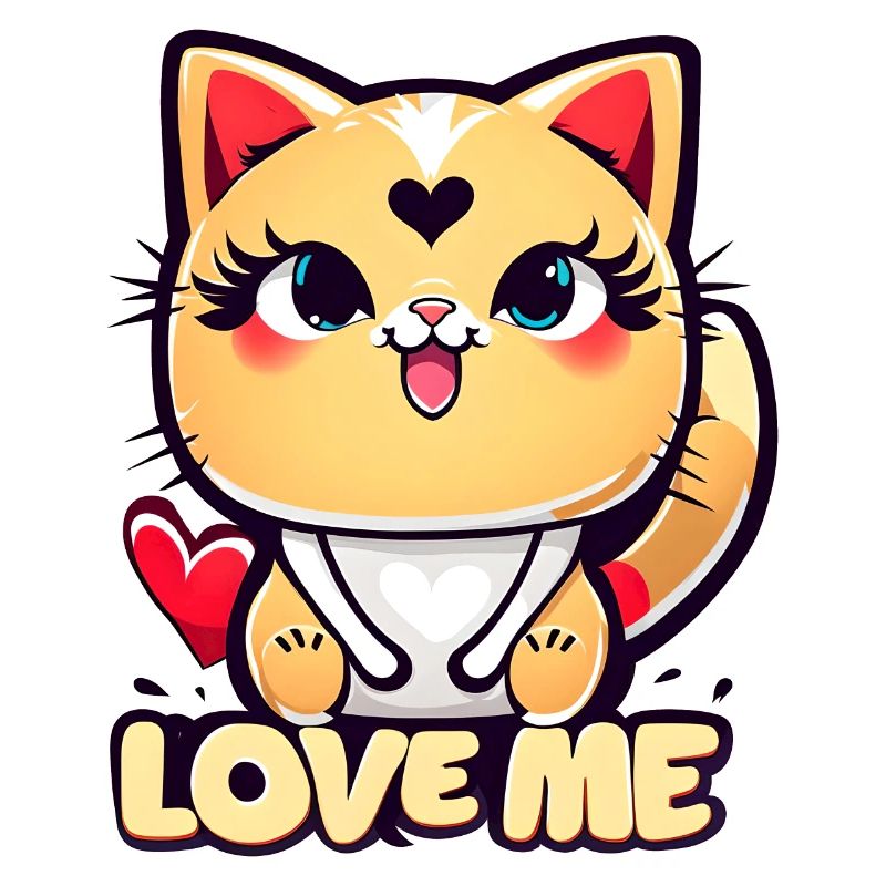 Un drôle chat chibi plein d'amour