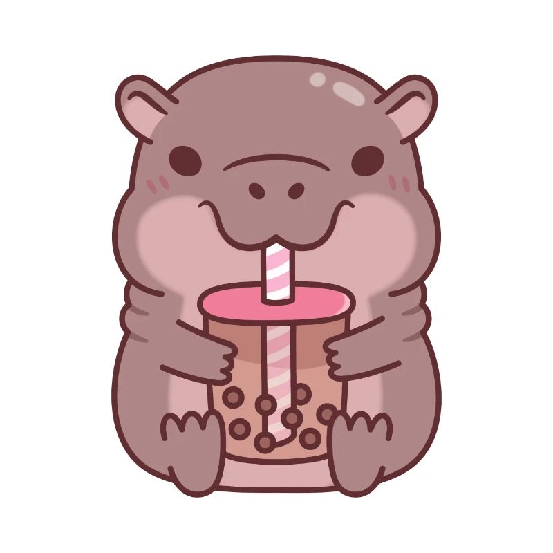 Süßes Nilpferd trinkt Bubble Tea