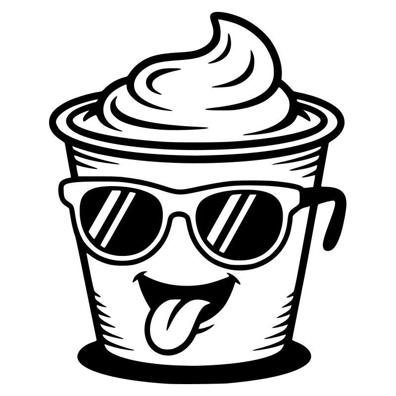 Tasses, crème, yaourt, crème, glace (couleur variable)
