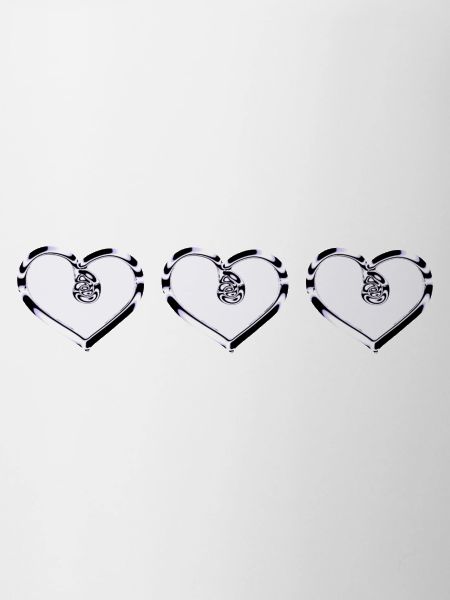 three hearts shiny purple