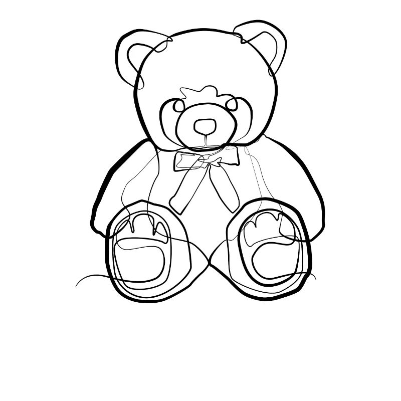 Ours en peluche - one line drawing