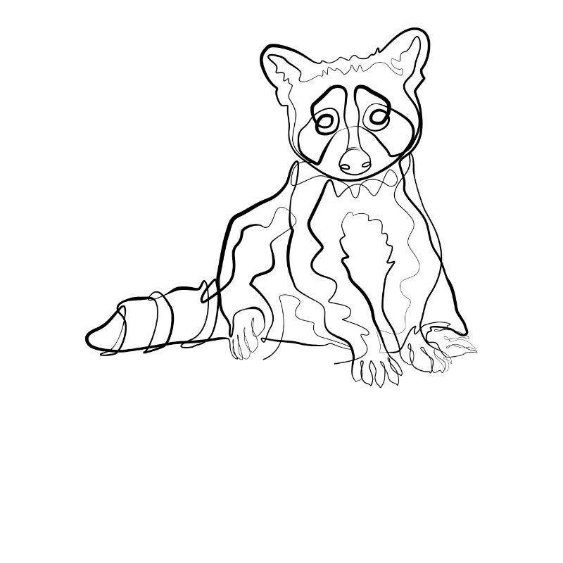 Raton laveur - one line drawing