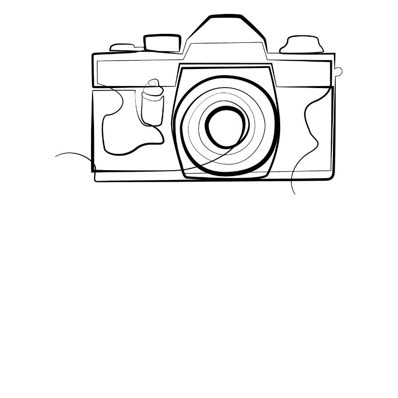 Vintage Camera Photographer - one line drawing
