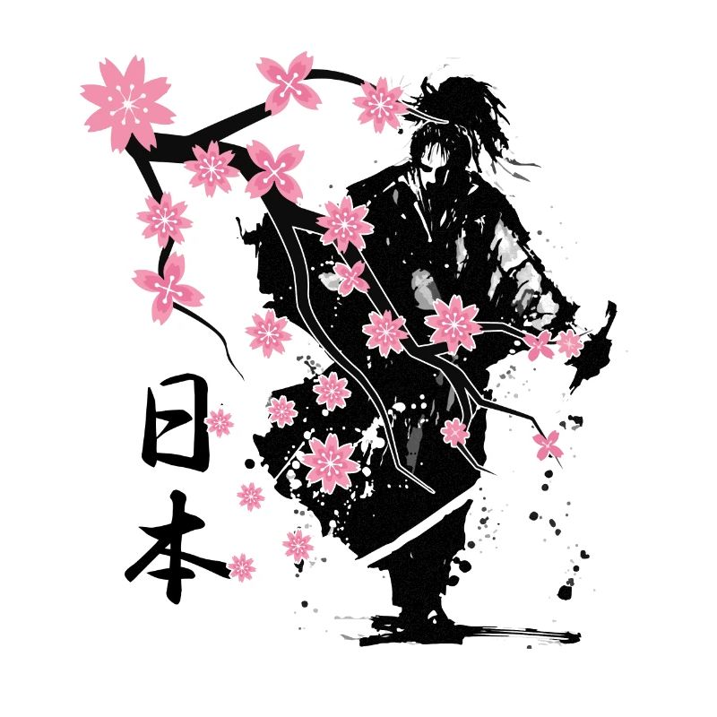samouraï guerrier sakura fleur style