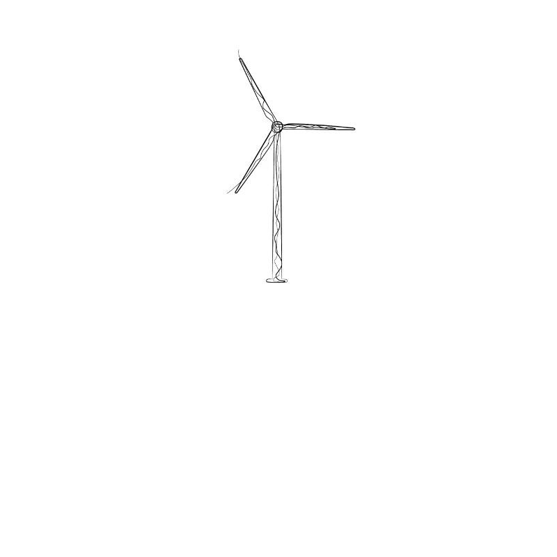 Windkraft Windrad - one line drawing
