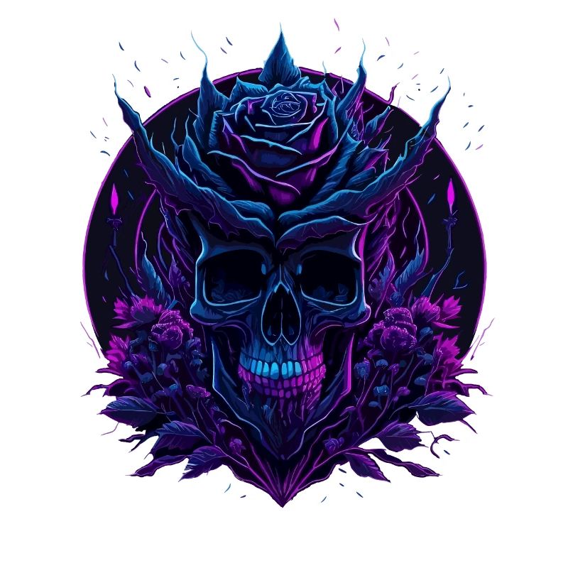 Crâne Rose Neon Vaporwave Crâne