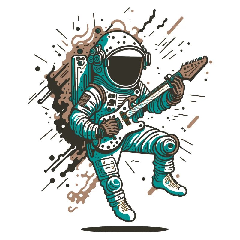 Astronaut spielt E-Gitarre
