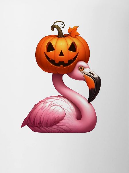 Flamingo with Halloween Pumpkin Hat