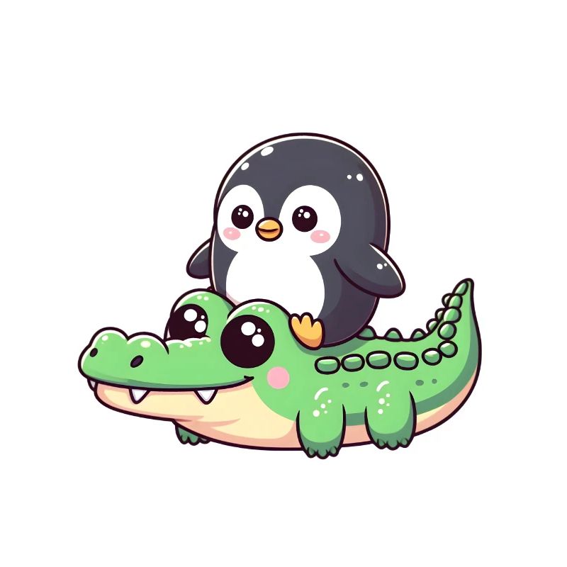 Penguin on crocodile safari