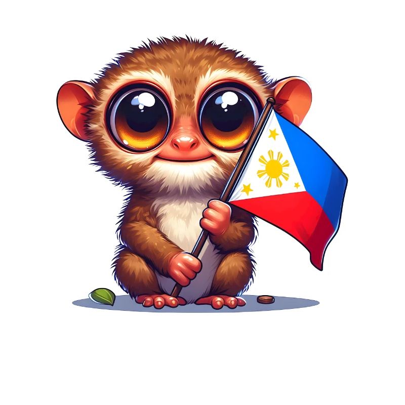 Tarsier avec drapeau philippin