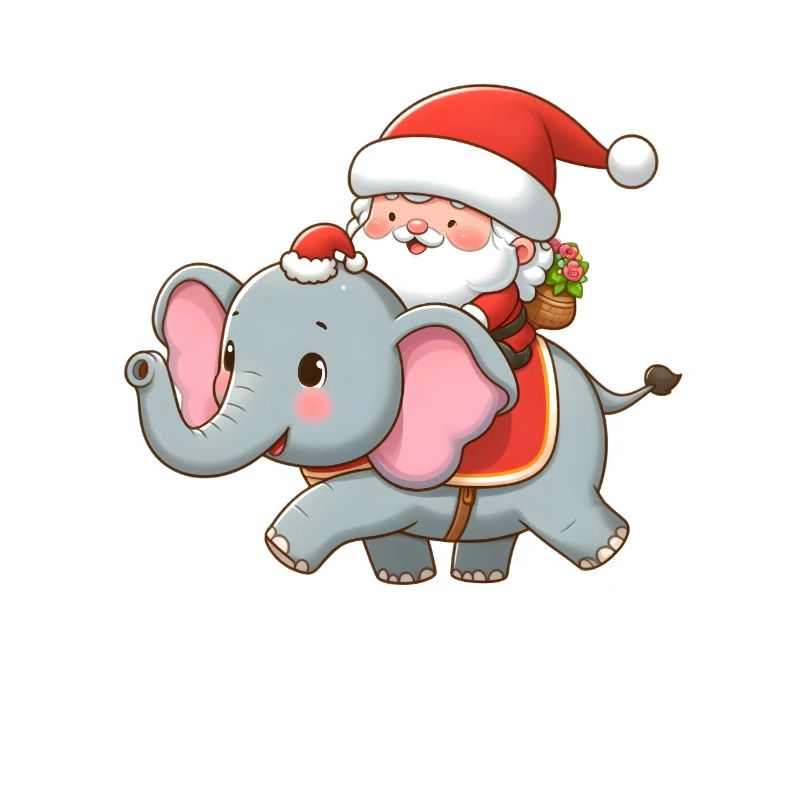 Père Noël mignon sur éléphant