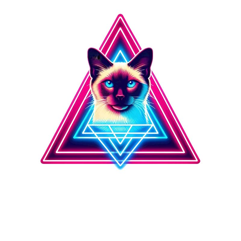 Siamese cat in 80s style triangle