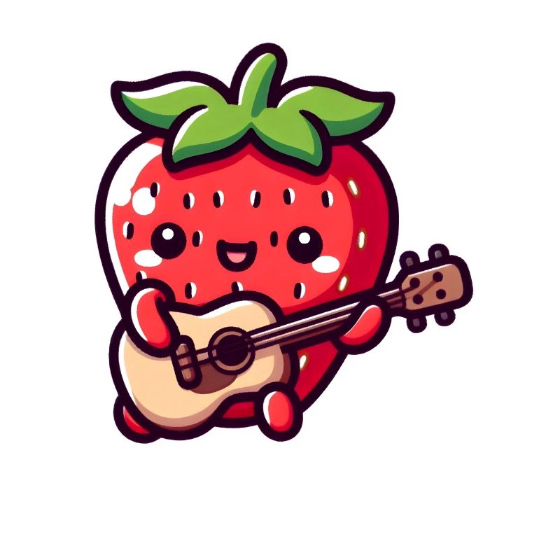 Cute strawberry with guitar