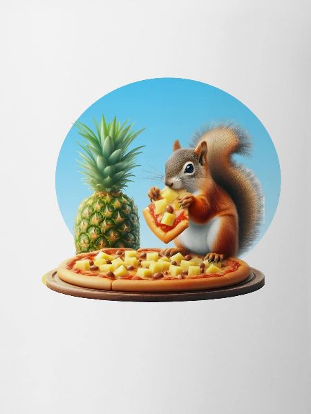 Squirrel enjoying pizza