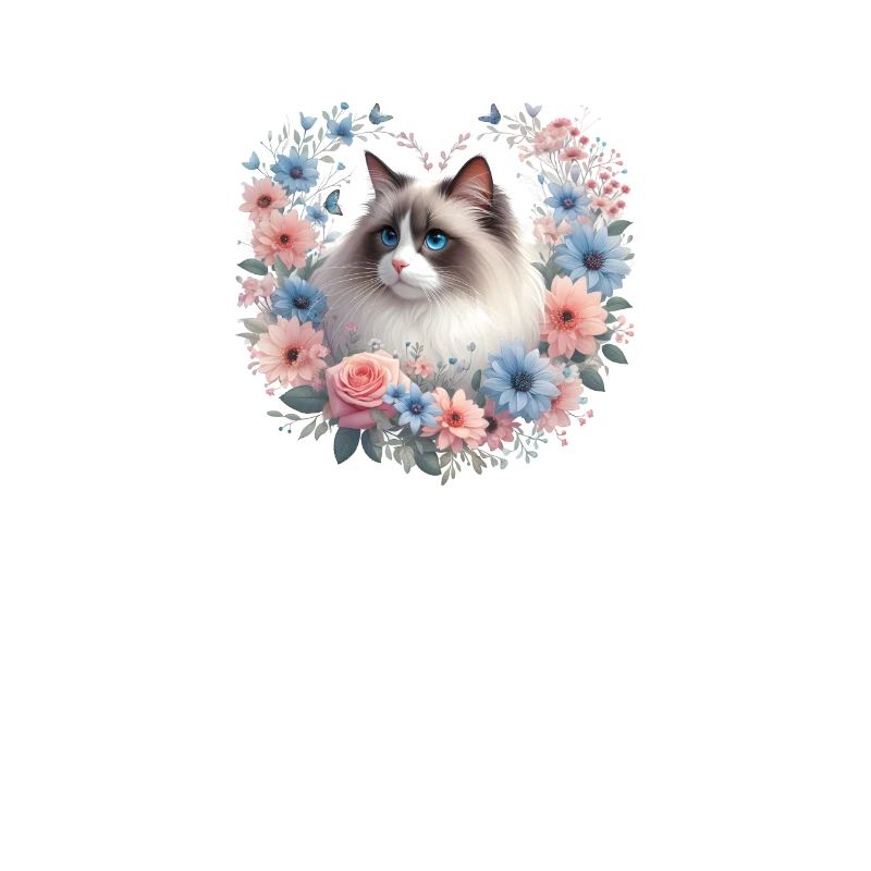 Chat Ragdoll avec fond floral