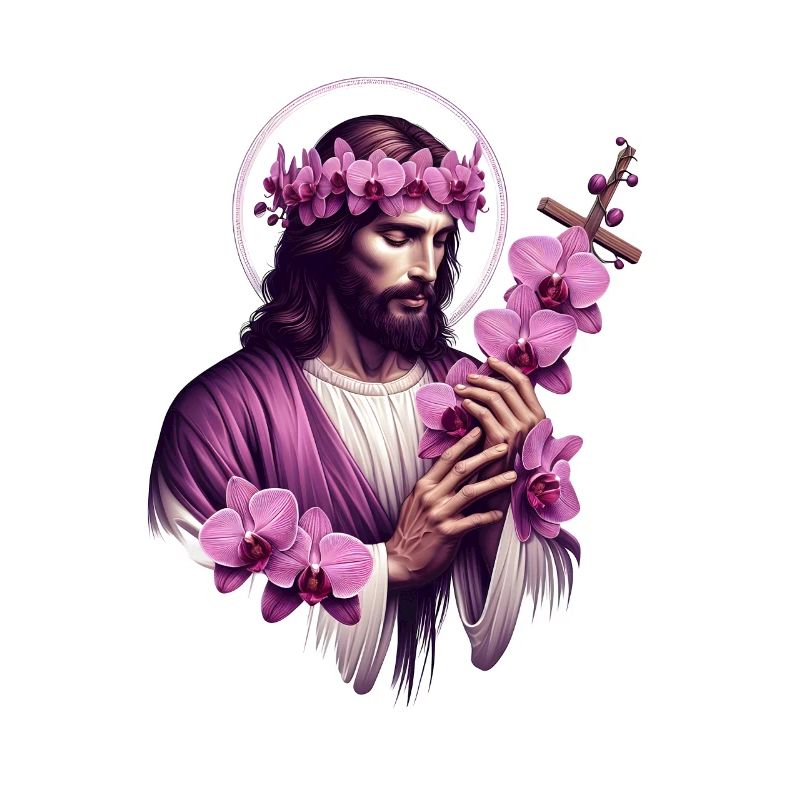 Jésus aux orchidées pourpres