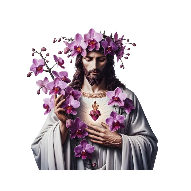 Jesus with Purple Orchids