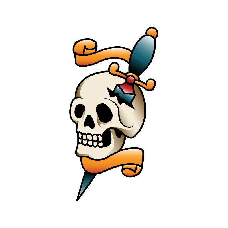 Dagger and Skull Tattoo