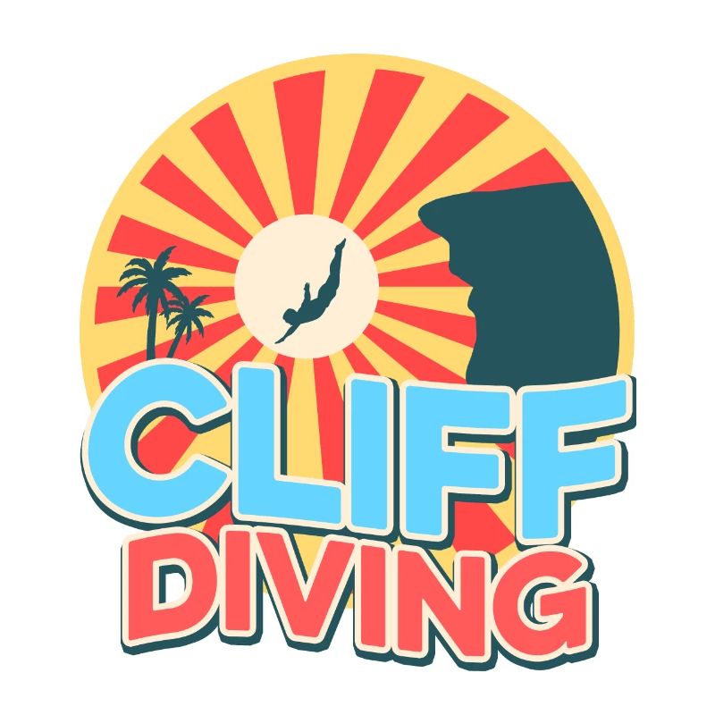 Retro Graphic Cliff Diver Cliff Diving Tombstoning