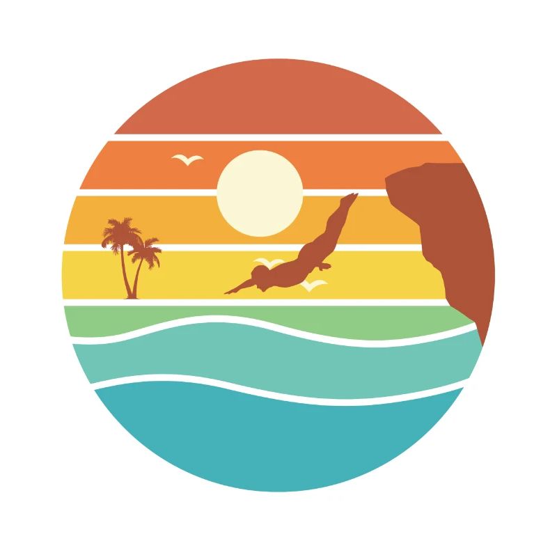 Retro Graphic Cliff Diver Cliff Diving Tombstoning